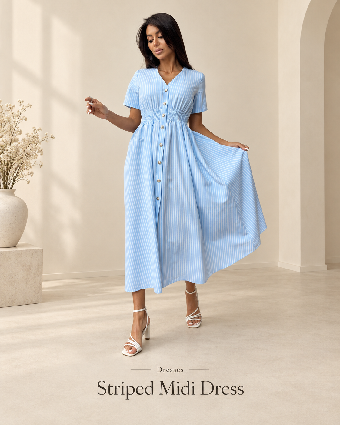 Striped Midi Dress 01