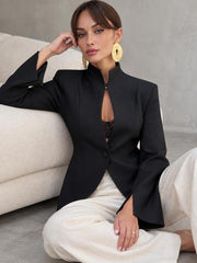 Black Stand-Collar Blazer