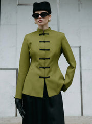 Fitted Frog-Closure Blazer