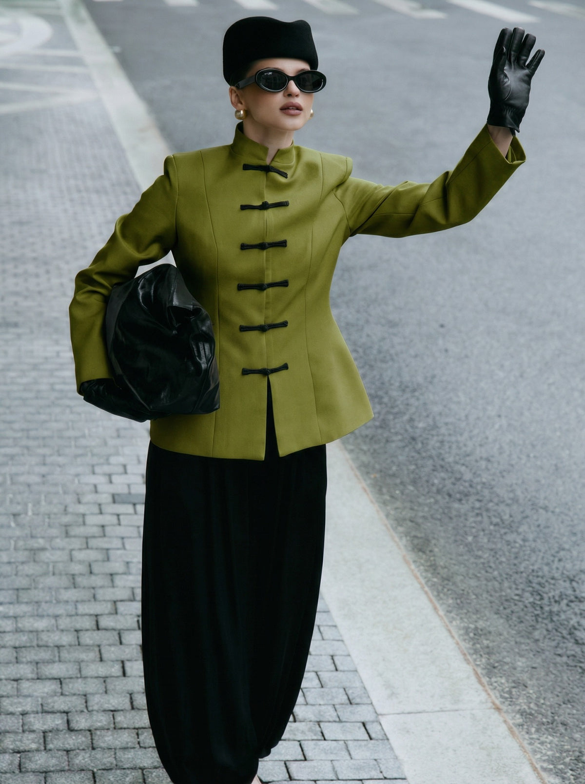Fitted Frog-Closure Blazer