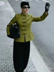 Fitted Frog-Closure Blazer