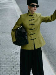 Fitted Frog-Closure Blazer