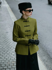 Fitted Frog-Closure Blazer