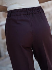 Plum Wide-Leg Tailored Trousers