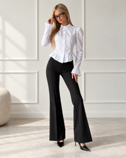 Ruffle-Hem Fitted Shirt
