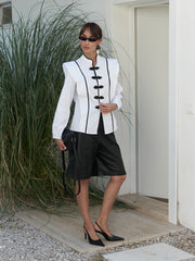 Contrast-Trim Structured Shirt