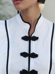 Contrast-Trim Structured Shirt